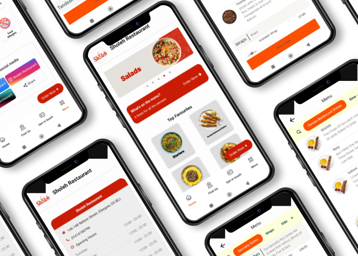 Sholeh Persian restaurant Glasgow app mockup